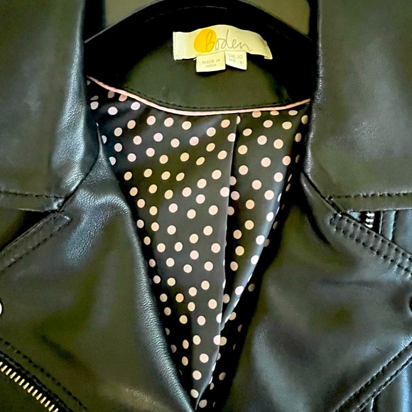 Boden Morleigh Jacket Black Leather EUC Biker Moto Zippers Cropped UK 10 - Picture 15 of 16